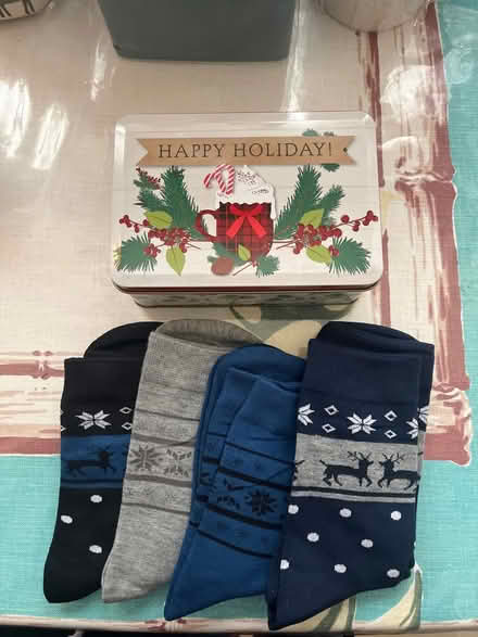 Photo of free Holiday sock gift tin (Willow Glen) #1