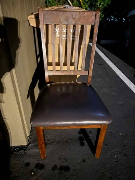 Photo of free Wood chair-vinyl upholstered seat (Valencia Avenue, Sunnyvale) #1