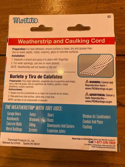 Photo of free Weather strip and caulking cord (Havertown) #2