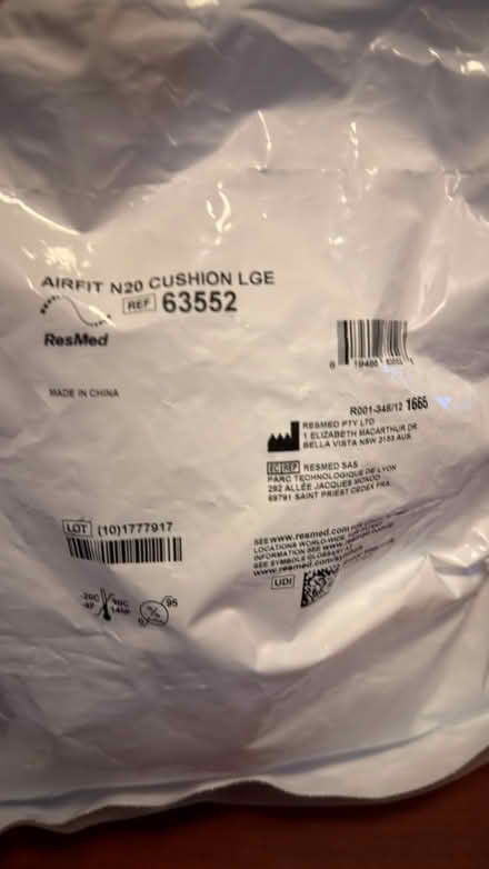 Photo of free Resmed airfit N20 nose mask Large (Lakewood) #1