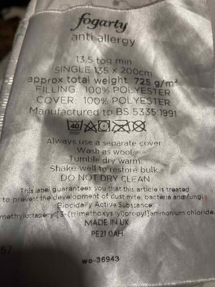 Photo of free Single duvet (Bloomsbury WC1H) #1