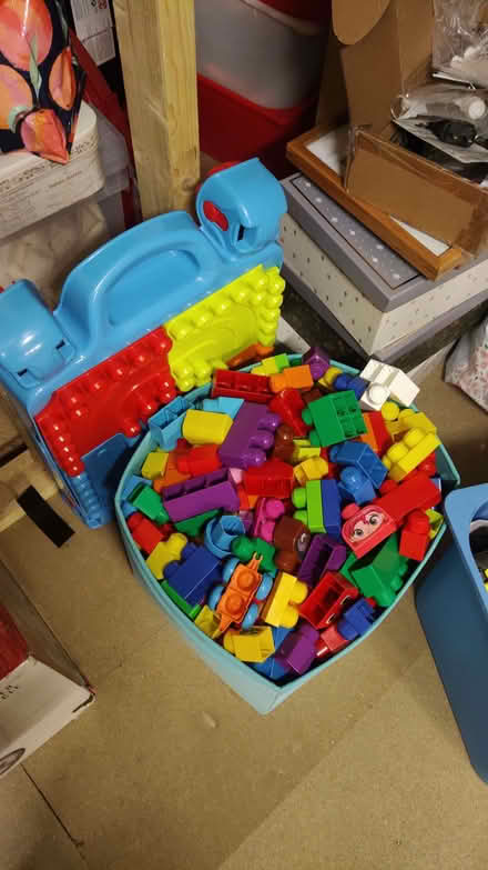 Photo of free MASSIVE box of mega blocks + building table. (Kinson Village Green Stocks BH10) #1
