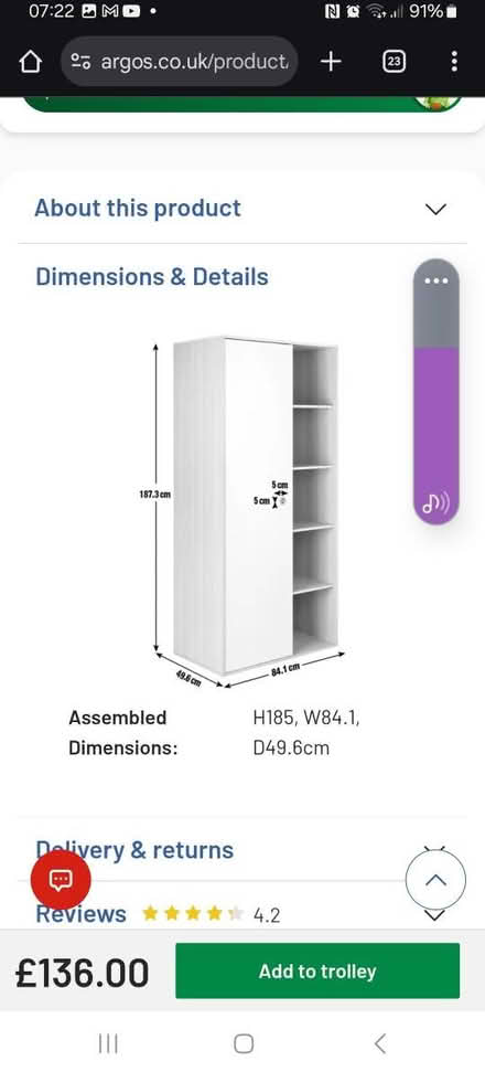 Photo of free Argos kids large wardrobe (Ripley DE5) #3