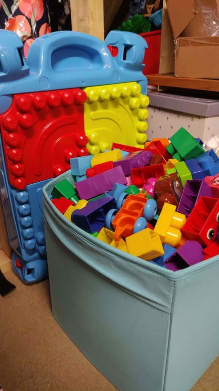 Photo of free MASSIVE box of mega blocks + building table. (Kinson Village Green Stocks BH10) #2