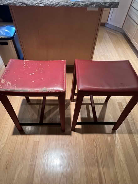 Photo of free 2 Crate & Barrel leather stools (Midtown Palo Alto) #1