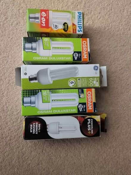 Photo of free 5 unused energy saving bulbs (Amersham HP6) #1