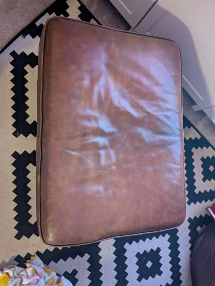 Photo of free Brown leather ottoman footstool (King's Heath B14) #2