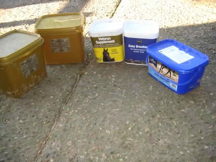 Photo of free Plastic storage tubs. 5 Off (Crookham Common) #1