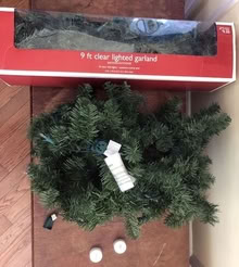 Photo of free 9ft lighted garland x2 (needs work) and battery-powered tea light x2 (works) [20886] #1