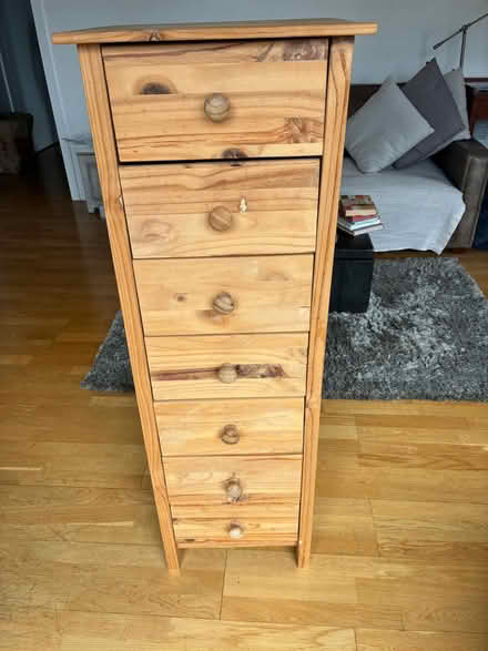 Photo of free Tall narrow pine chest of drawers (Stepney E1) #1
