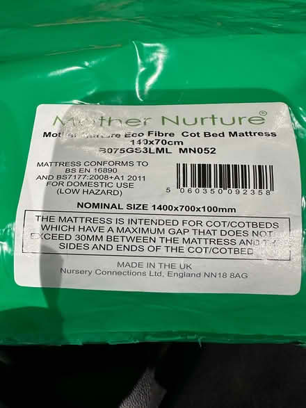 Photo of free Brand new Mother Nurture cot bed mattress 140x70cm (Nailsworth GL6) #2