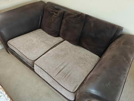 Photo of free Two-seater sofa, dark brown and beige (Stubbington PO14) #4