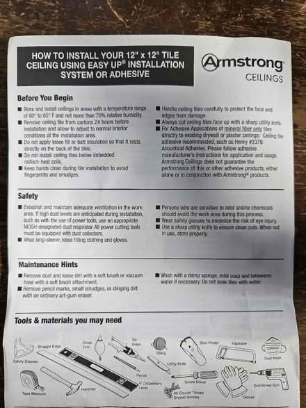 Photo of free Armstrong Easy Up Ceiling Tiles (El Cajon) #2