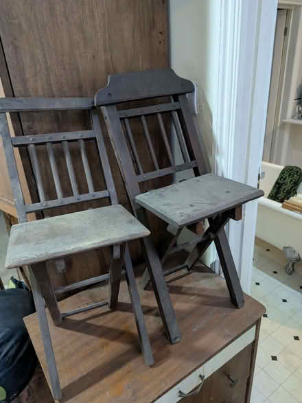 Photo of free 2 antique wooden children's folding chairs (St Albans AL1) #1