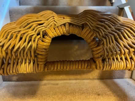 Photo of free Large shallow wicker basket with padding. (Linslade LU7) #3