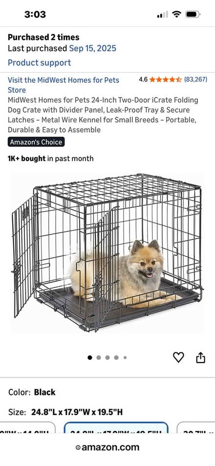 Photo of free Small 2 door metal dog crate with (75 Jerome St W.Medford) #1