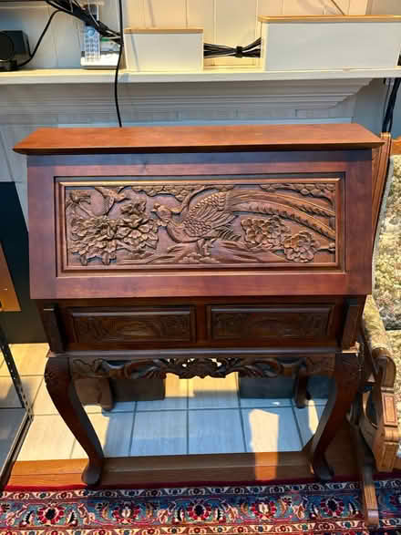 Photo of free Walnut Engraved Desk with and chair (Mercer Island) #2