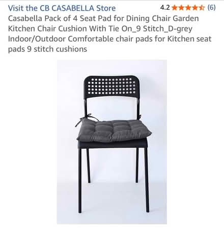 Photo of free 4x seat pad chair cushions grey (North Laines) #2