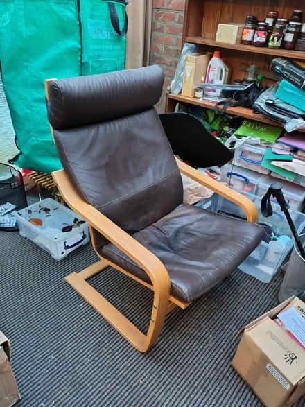 Photo of free IKEA Poang chair brown leather (Halstead) #1