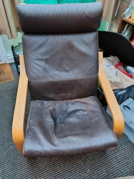 Photo of free IKEA Poang chair brown leather (Halstead) #2