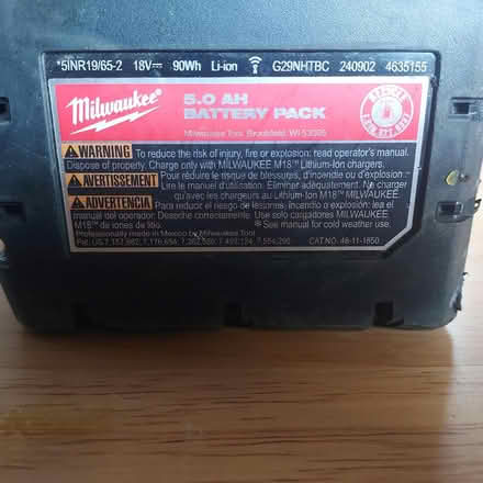 Photo of free Rechargeable Milwakee tool battery (Montclair) #2