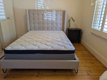Photo of free Queen bed frame and bed side table (Clifton Hill) #1