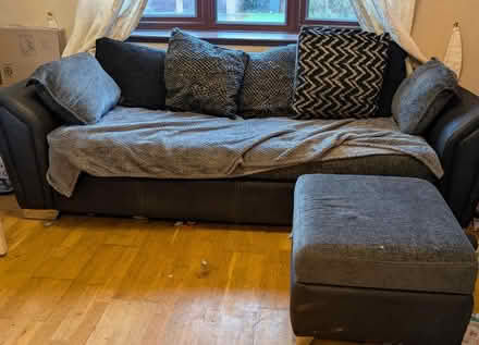 Photo of free Large 3 seater sofa and footstool (Cubbington CV32) #1