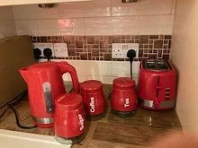 Photo of free Red, tea coffee and sugar canisters , kettle and toaster (Greasby CH49) #1
