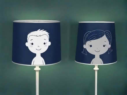 Photo of 2 navy blue or silver lampshades (Halesowen B63) #1