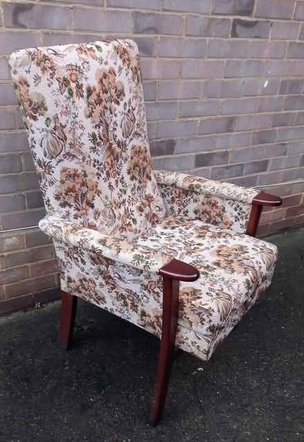 Photo of free Tall back upholstered chair, VGC (Central Letchworth) #1