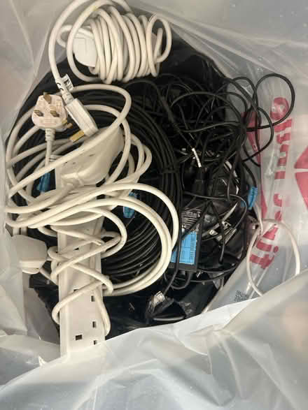 Photo of free Bin bag full of wires and cables (E17JF) #1