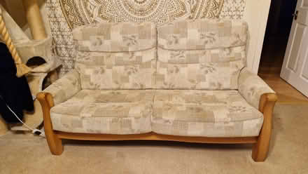 Photo of free Two Seater and Two Armchairs Oak Framed Sofa Set (Bridge of Allan FK9) #1