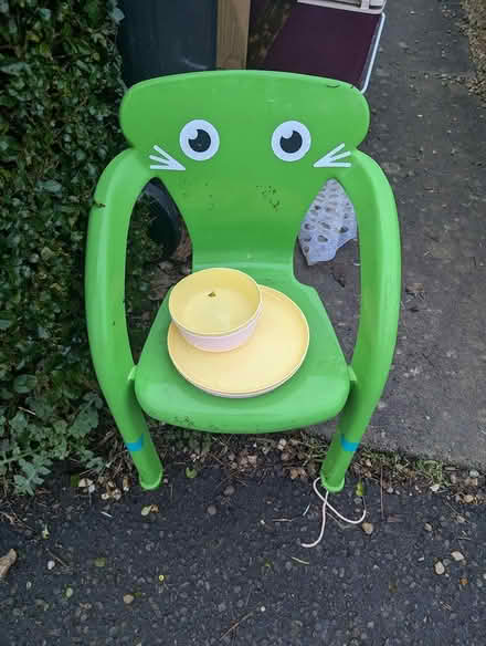Photo of free Kids plastic chair & crockery (BS7) #1