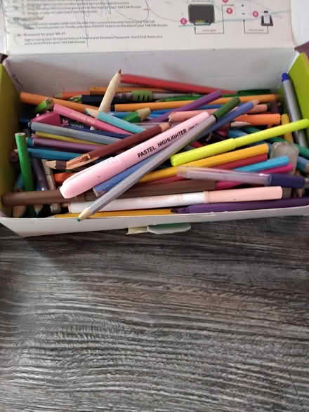 Photo of free Box of crayons, pens & coloured pencils, etc (Carnforth LA5) #1