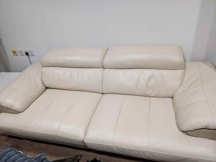 Photo of free 3 seater Off white sofa with footstool (Millwall E14) #1