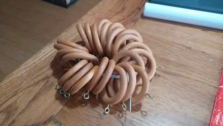 Photo of free Wooden curtain pole rings, brown (East Peckham, Kent TN12) #1