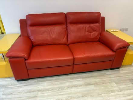 Photo of free 3 seater orange leather sofa (Reigate RH2) #1