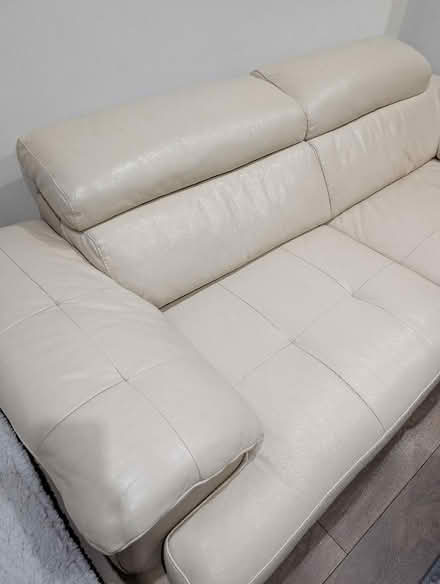Photo of free 3 seater Off white sofa with footstool (Millwall E14) #4