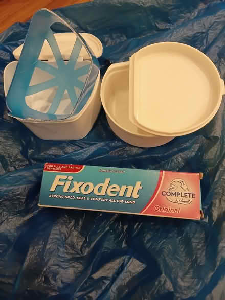 Photo of free 2 denture tubs + bonus Fixodent (Dalston E8) #1