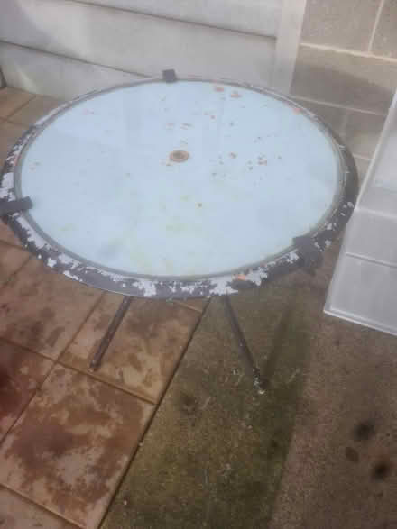 Photo of free Metal frame garden table (Swords) #1