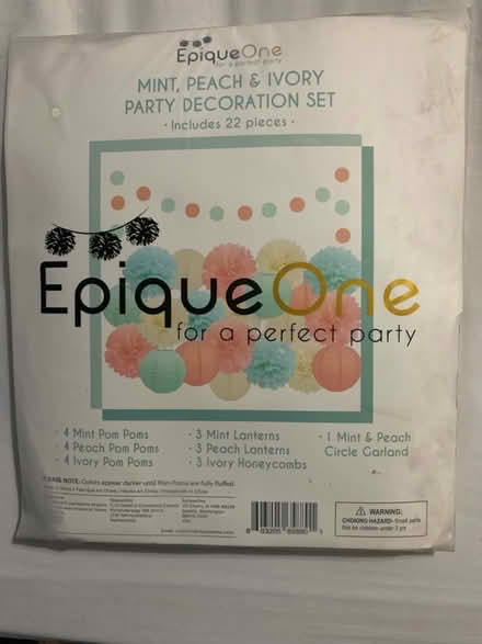 Photo of free Epique One 22 Piece Perfect Party Decoration Set Peach, Mint (Colney Hatch N10) #1