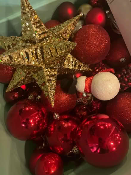 Photo of free Tote full of mostly red ornaments (60015) #2