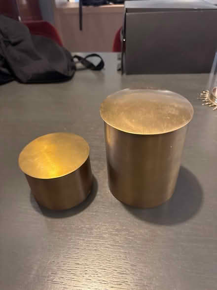 Photo of free 2 x decorative gold pots (SW11) #1