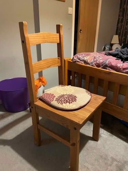 Photo of free Wooden chair with removable cushion (Gomshall gu5) #1