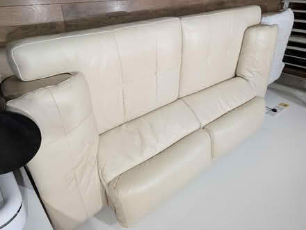 Photo of free 3 seater Off white sofa with footstool (Millwall E14) #2