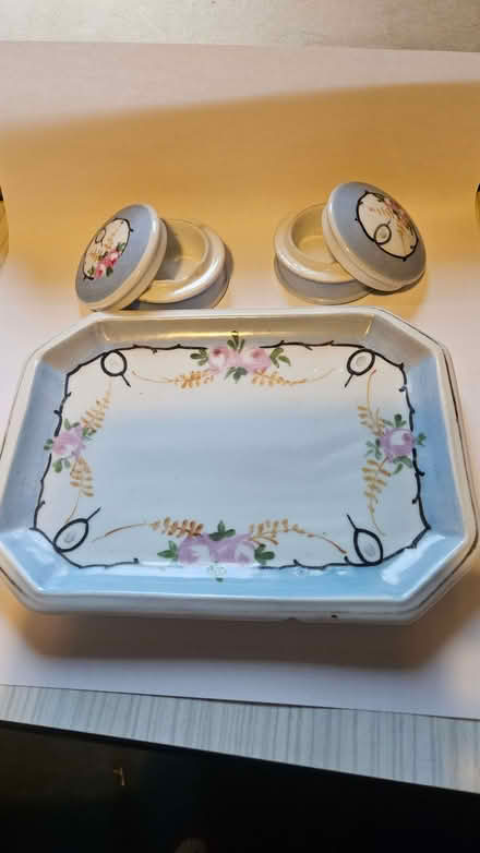 Photo of free Small ceramic tray with 2 pots with lids (Leckhampton GL53) #4