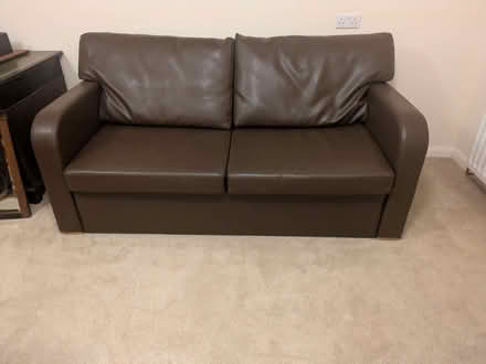 Photo of free Brown faux leather sofabed with storage (Two Dales DE4) #1