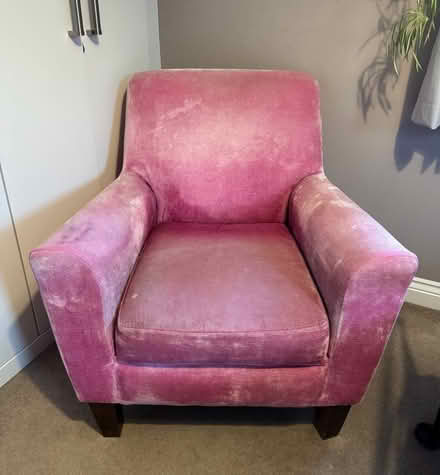 Photo of free Small pink velvety Armchair (Market Harborough LE16) #2