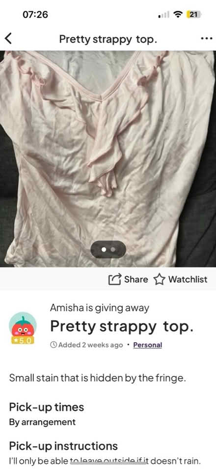 Photo of free Pretty strappy top (HA3 Harrow weald) #1