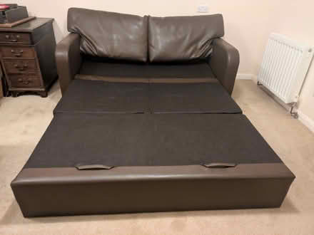 Photo of free Brown faux leather sofabed with storage (Two Dales DE4) #2
